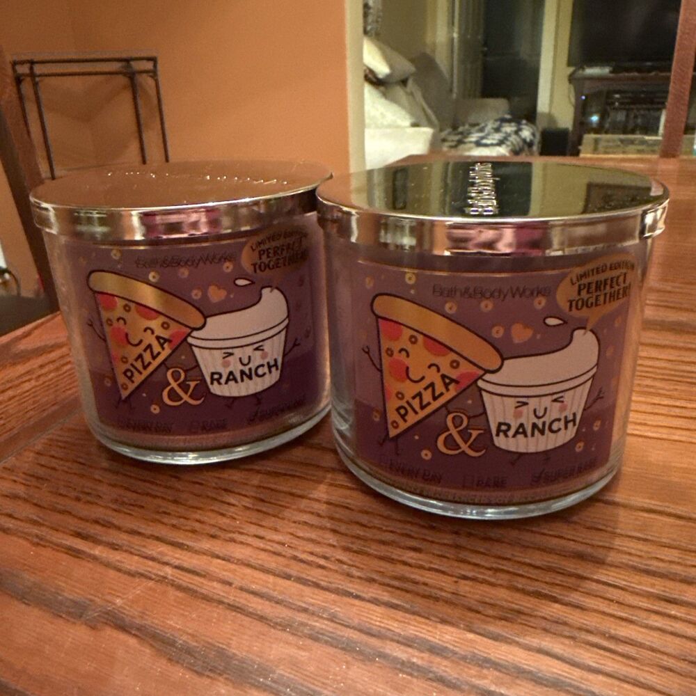 2x ALL NEW Pizza & Ranch 3-Wick Candle 25-45  hours 14 oz Bath & Body Works RARE